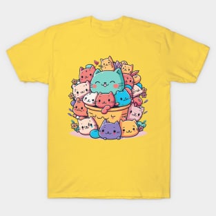 Kawaii pile of cats T-Shirt